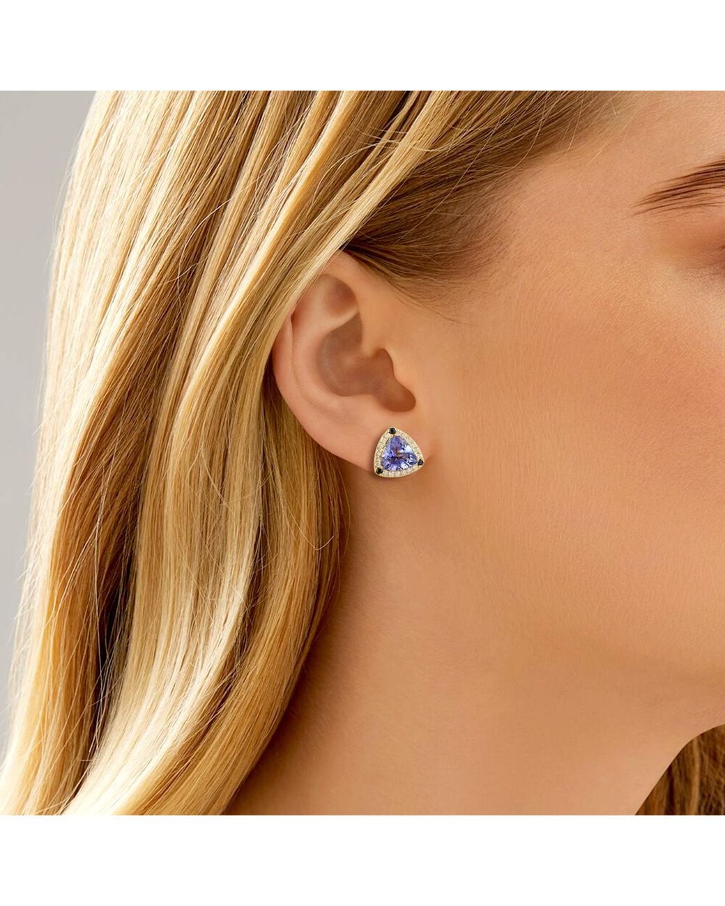 Artisan Metallic 14K Tanzanite, Sapphire & Diamond Stud Earrings