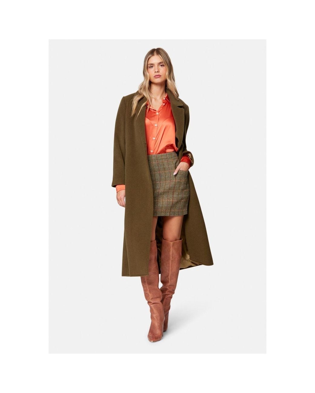 Helen Mcalinden Natural Sienna Herringbone Tweed Skirt