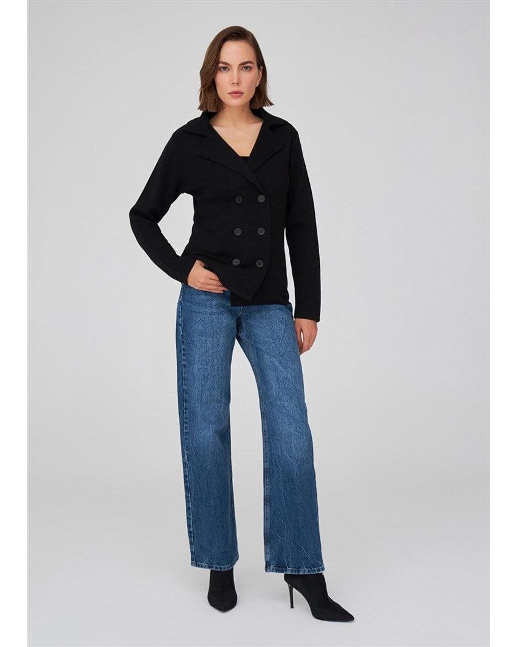 Peraluna Black Classic-Fit Blazer Knitwear Jacket