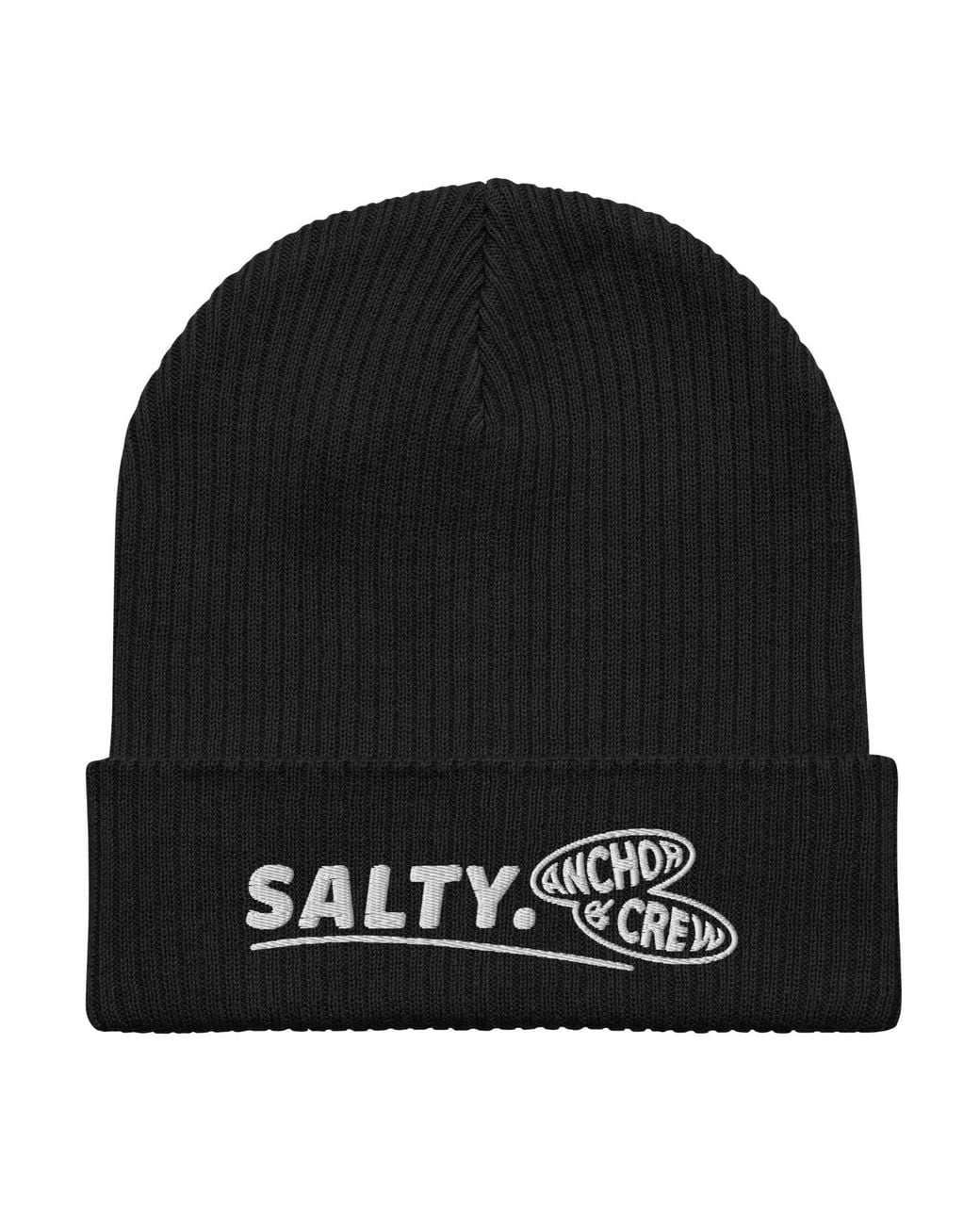 Anchor and Crew Black Salty Gen. Organic Cotton Embroidered Beanie for men