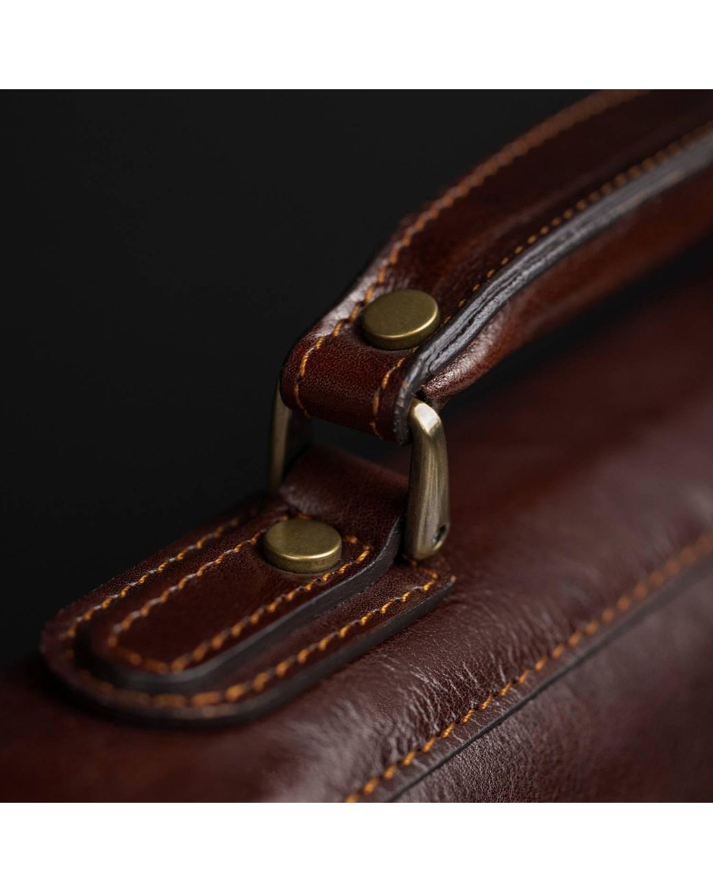 Time Resistance Brown Leather Briefcase Laptop Bag for men