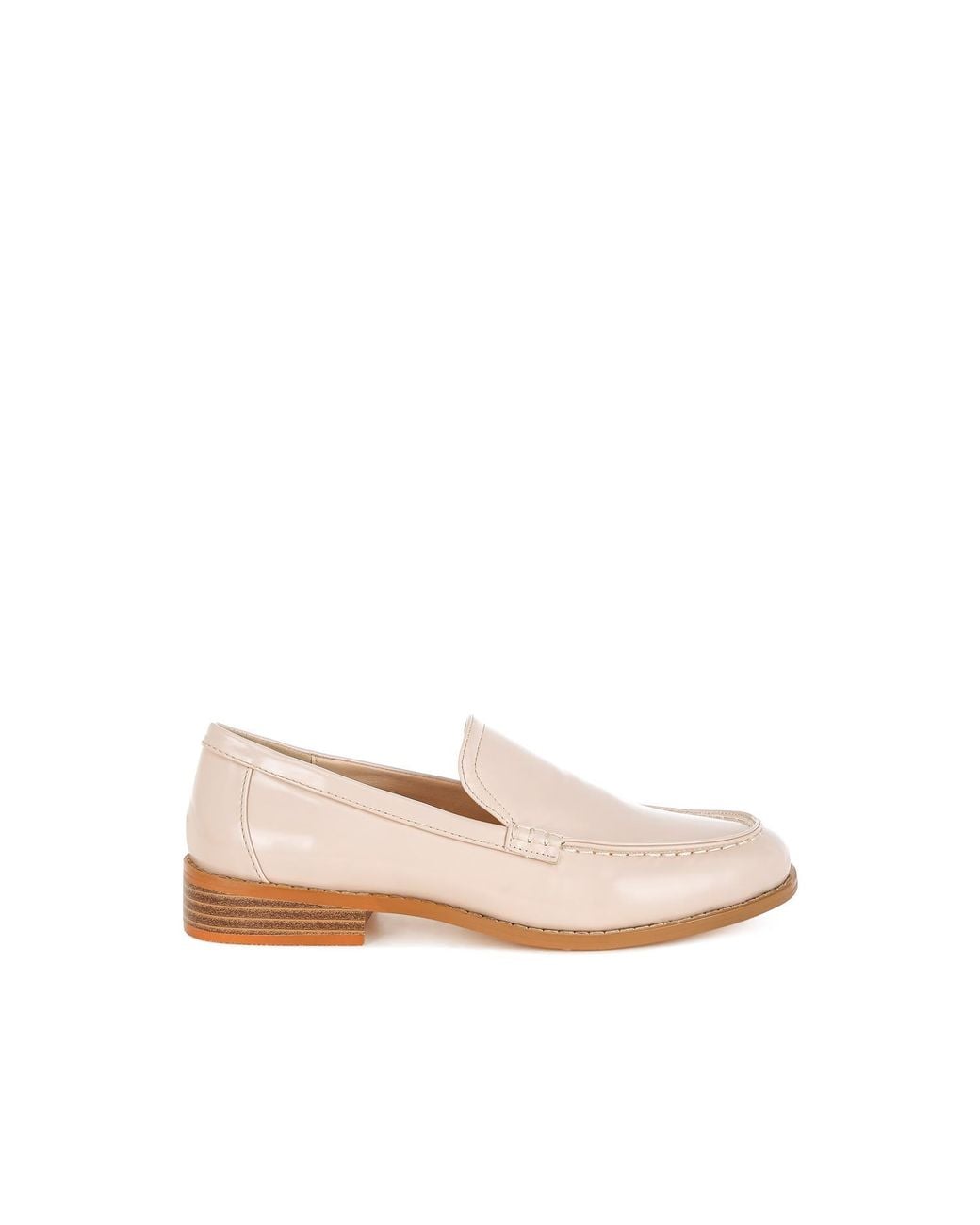 Rag & Co Pink Neutrals Corleone Pleather Stacked Heel Loafers