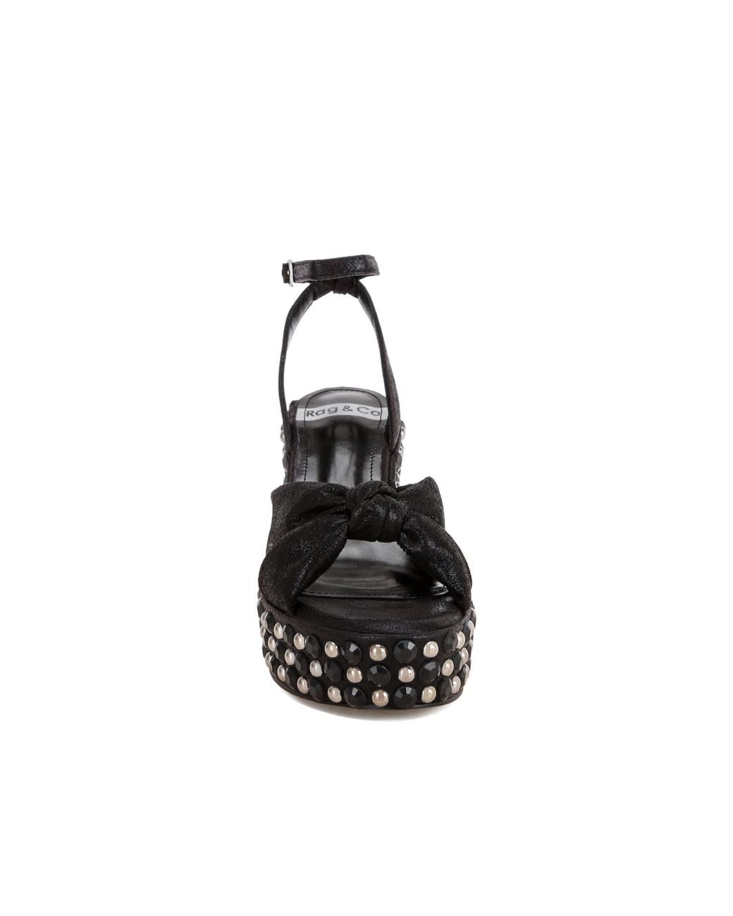 Rag & Co Green Moondot Embellished Wedge Heel Sandals