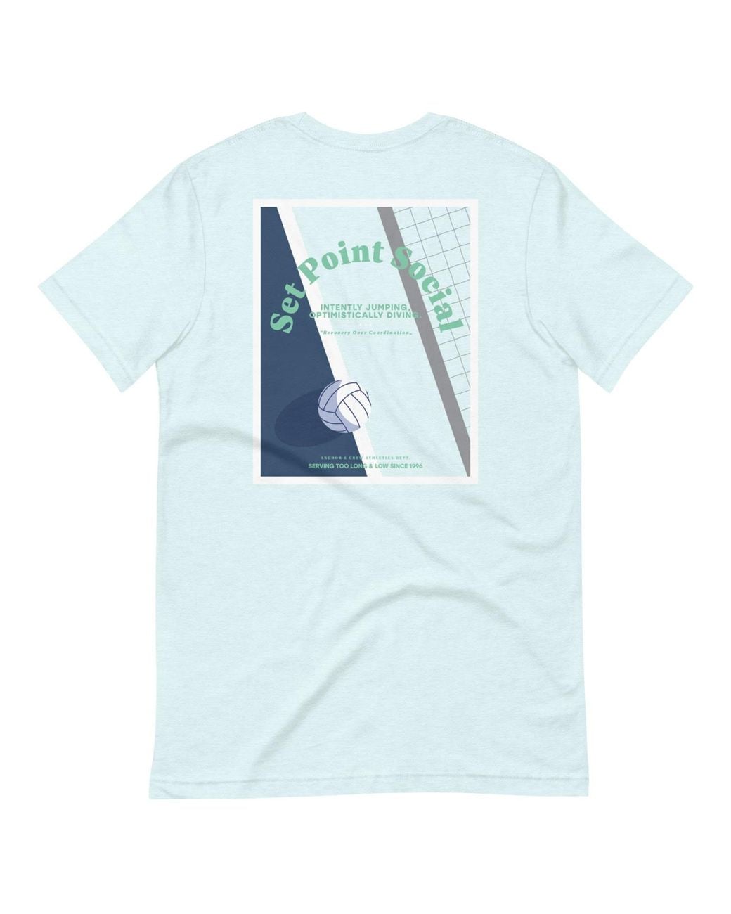 Anchor and Crew Blue Ice Set Point Social Volleyball Club League Organic Cotton T-Shirt