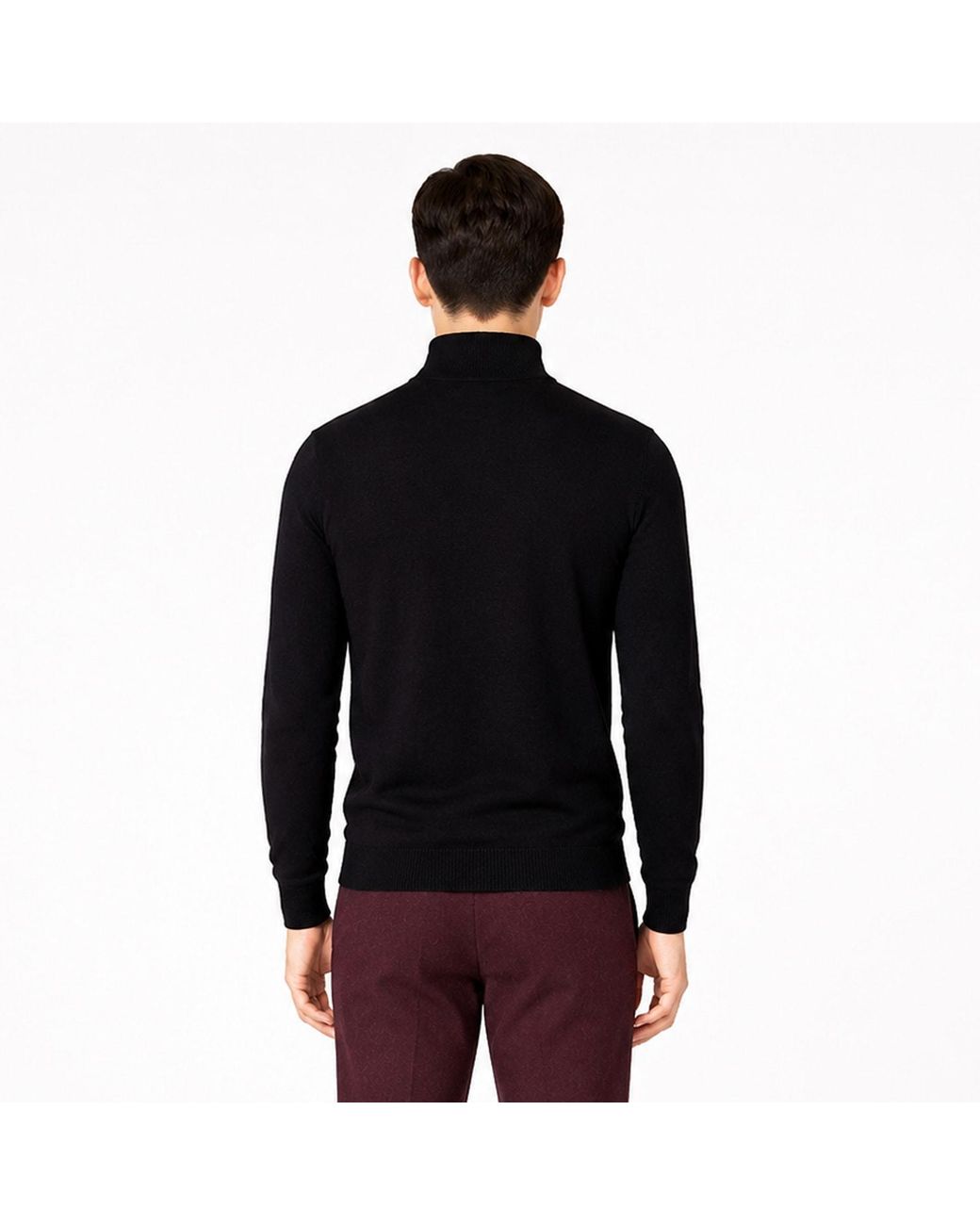 SEREN LONDON Black Half Zip Wool Jumper for men