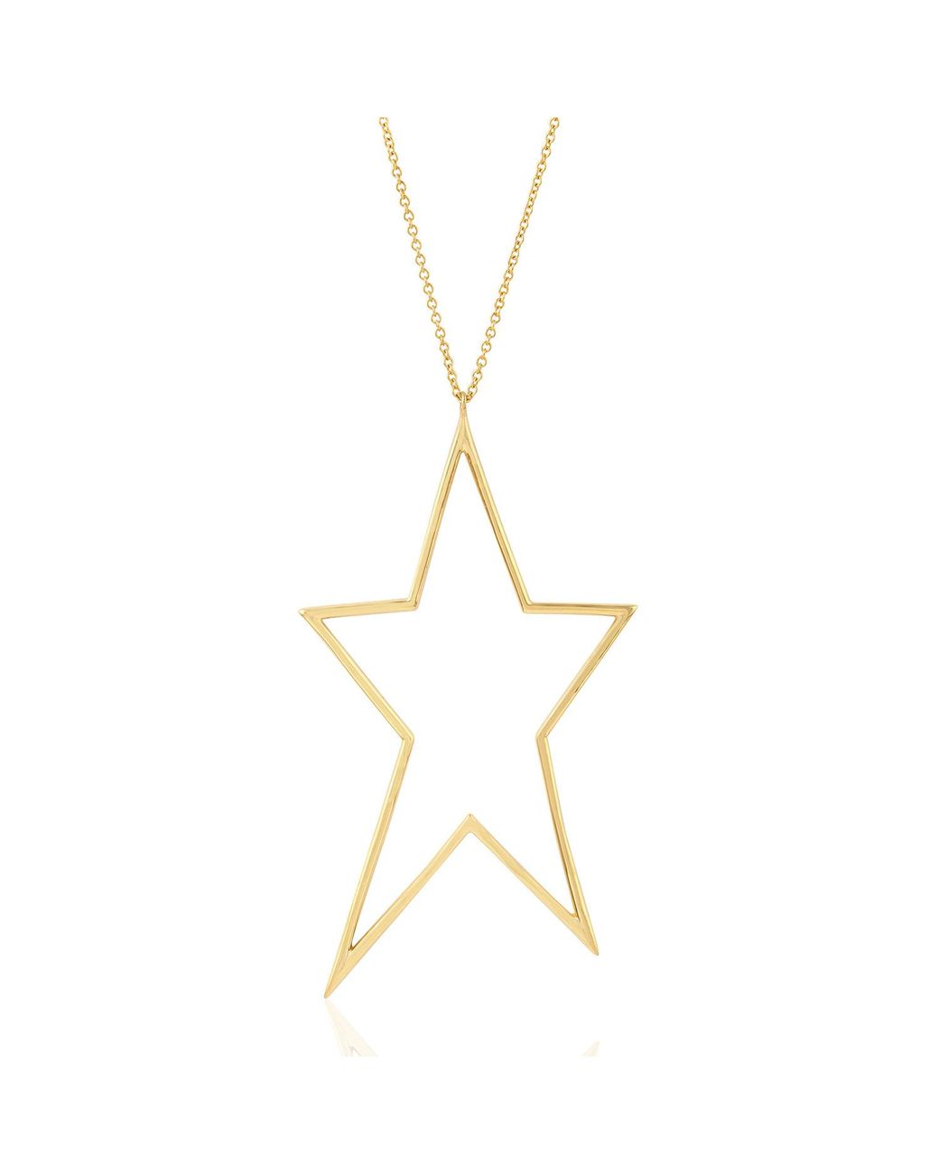 Artisan Metallic Radiant Starlight 14k Yellow Gold Natural White Diamond Star Necklace