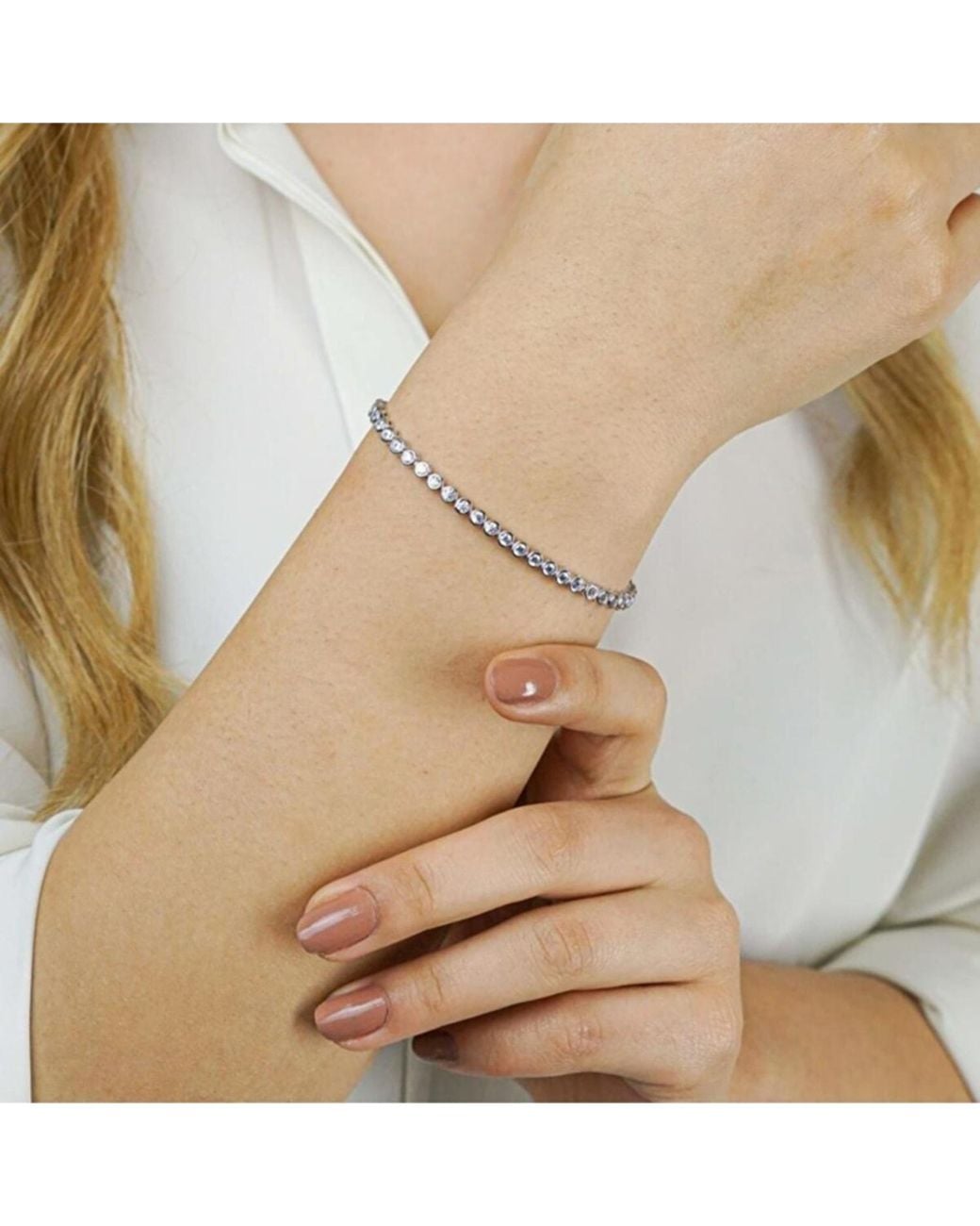 Spero London Metallic Sterling Circle Round Tennis Bracelet