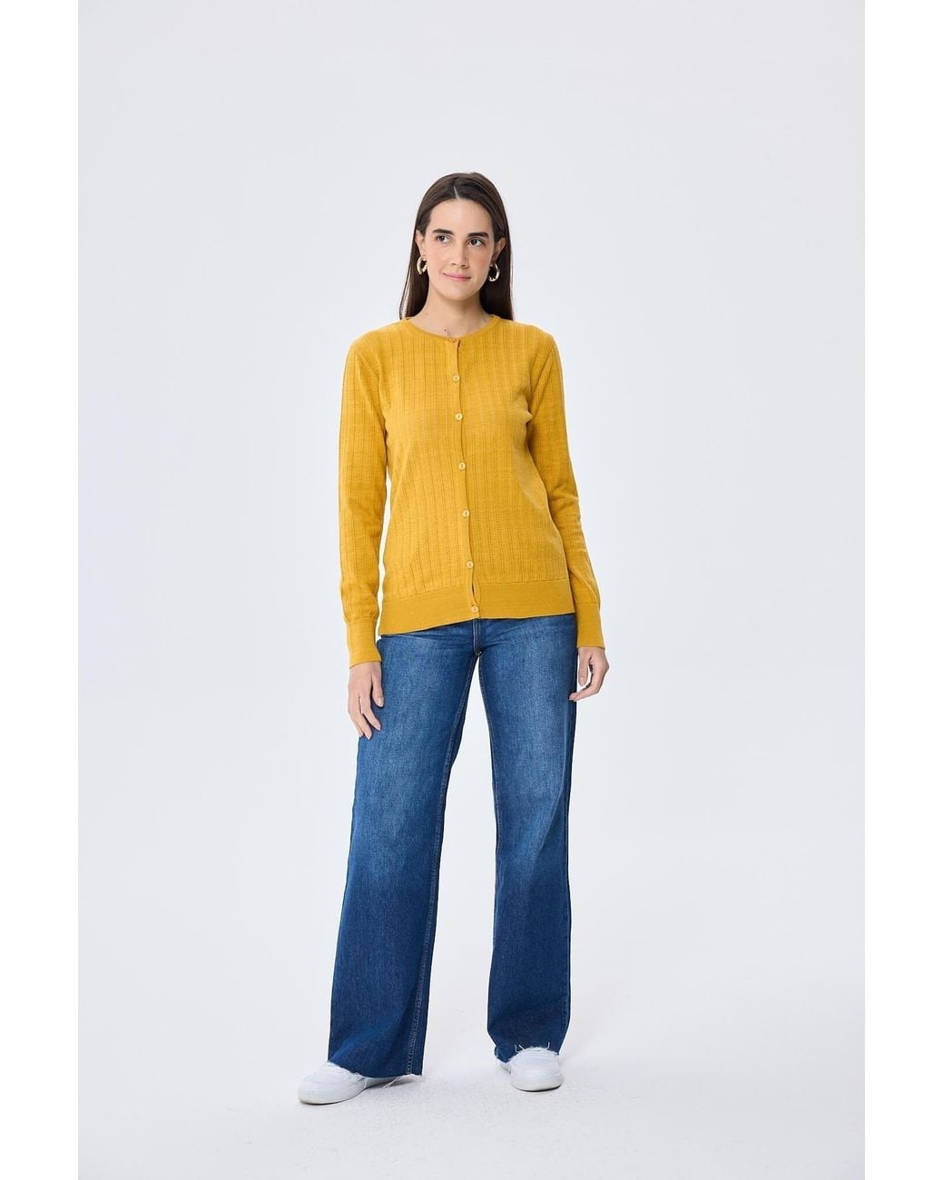 Peraluna Yellow Celine Openwork Knit Cardigan