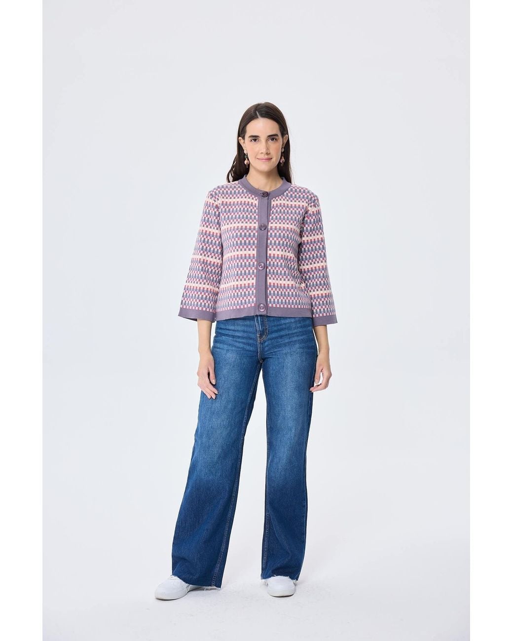 Peraluna Red Imagine Jacquard Knit Cardigan