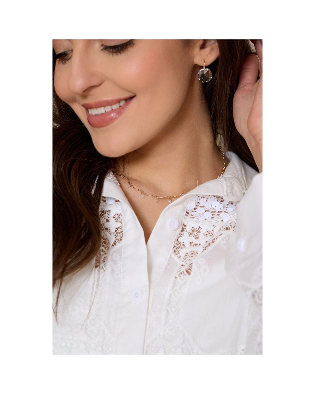 Saachi Metallic Glass Stone Necklace