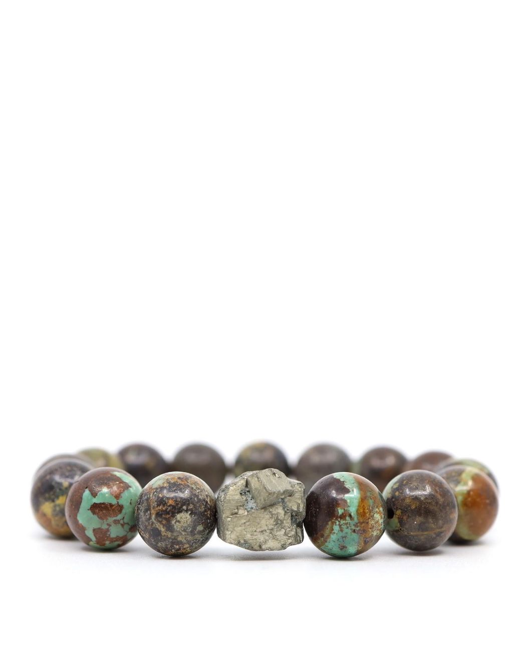 Shar Oke Metallic Raw Pyrite Beaded Bracelet for men