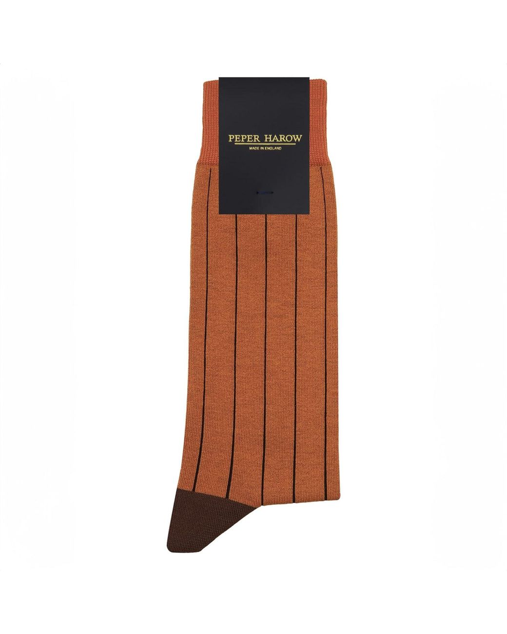 Peper Harow - Made in England Brown Pin Stripe Socks for men