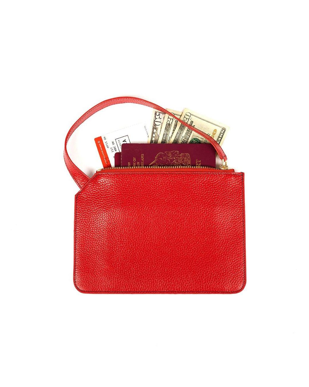 SJW BAGS LONDON Red Marissa Leather Clutch/ Wristlet