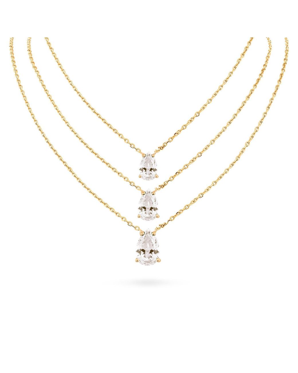SALLY SKOUFIS Metallic Droplet Necklace With Made Cz Diamond Stimulant