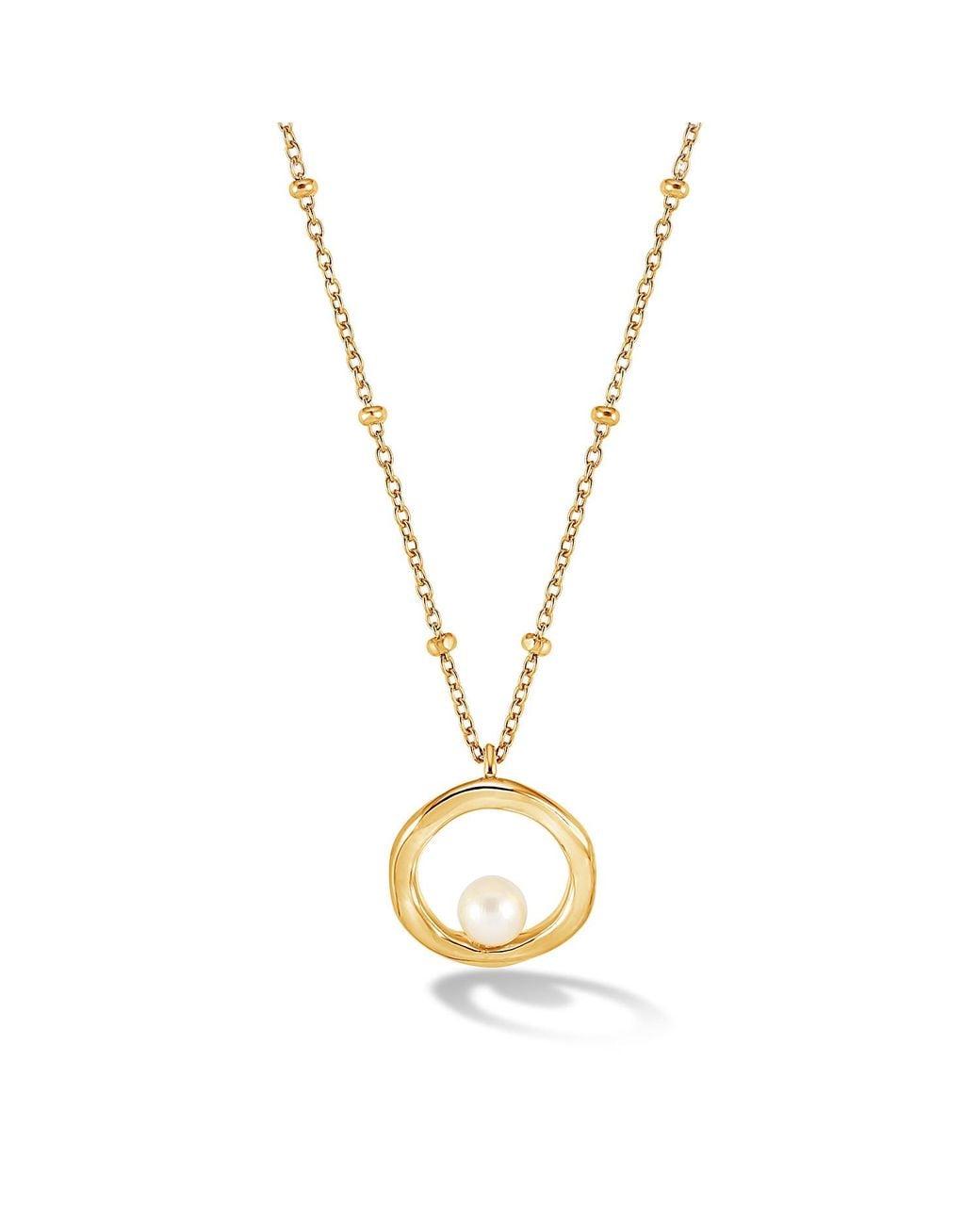 Dower & Hall Metallic Open Circle Pearl Pendant
