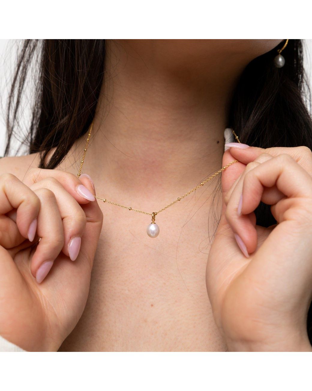 Dower & Hall Metallic Small Oval Luna Pearl Pendant