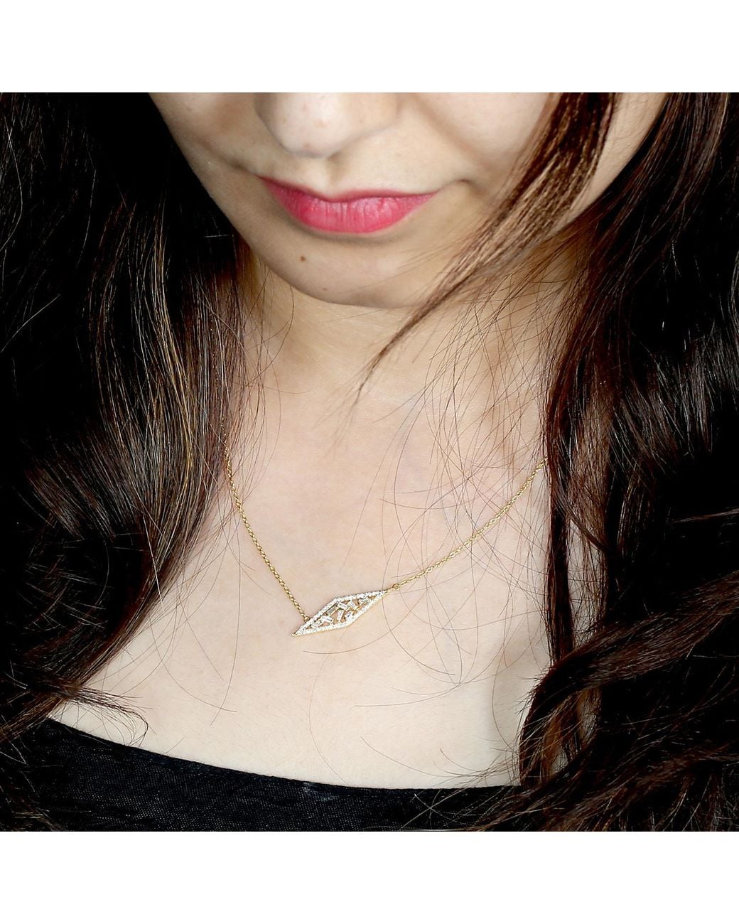 Artisan Metallic Solid Yellow Gold Baguette Diamond Chain Necklace Pendant