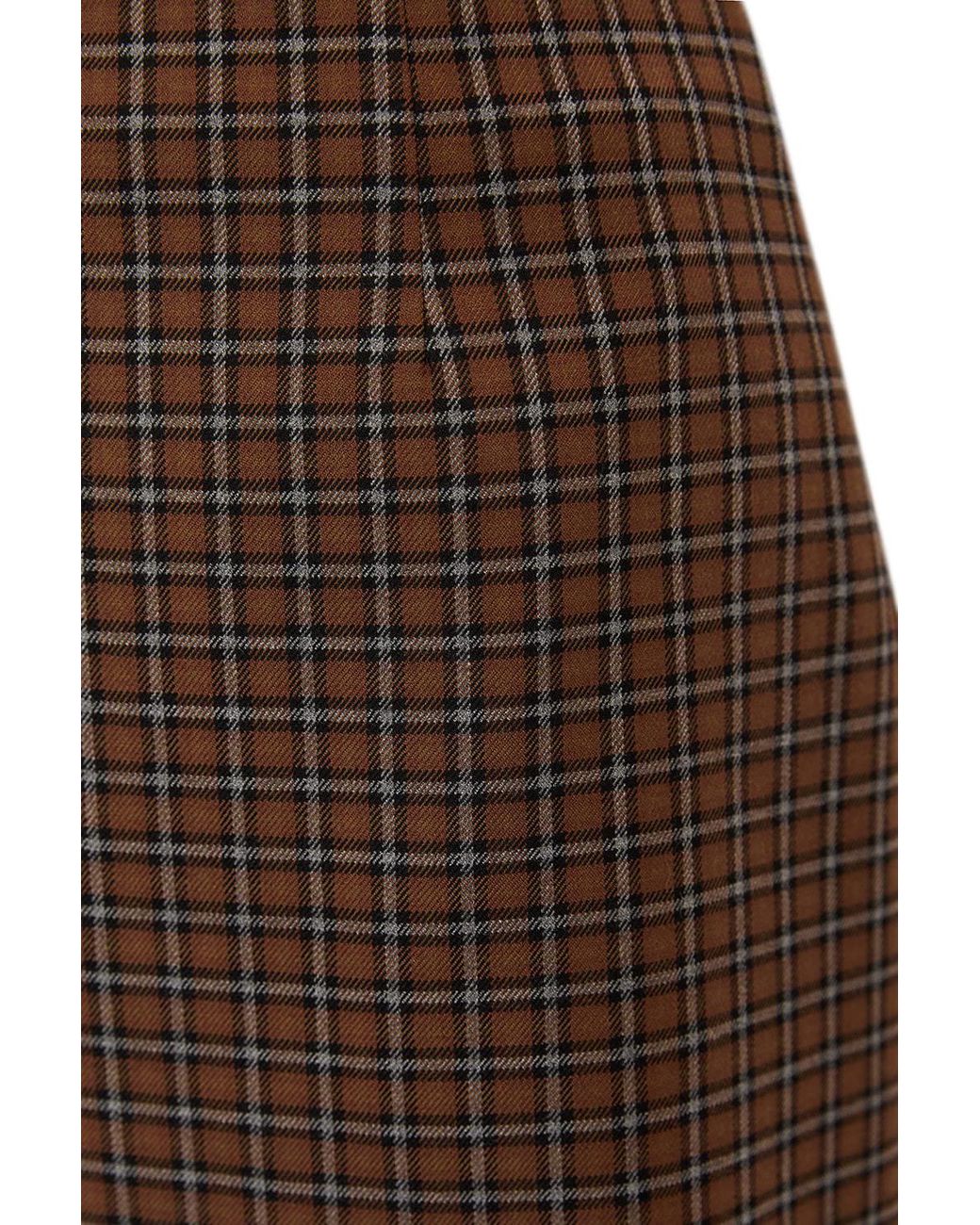 Exquise Brown Regular Check Print Mini Skirt
