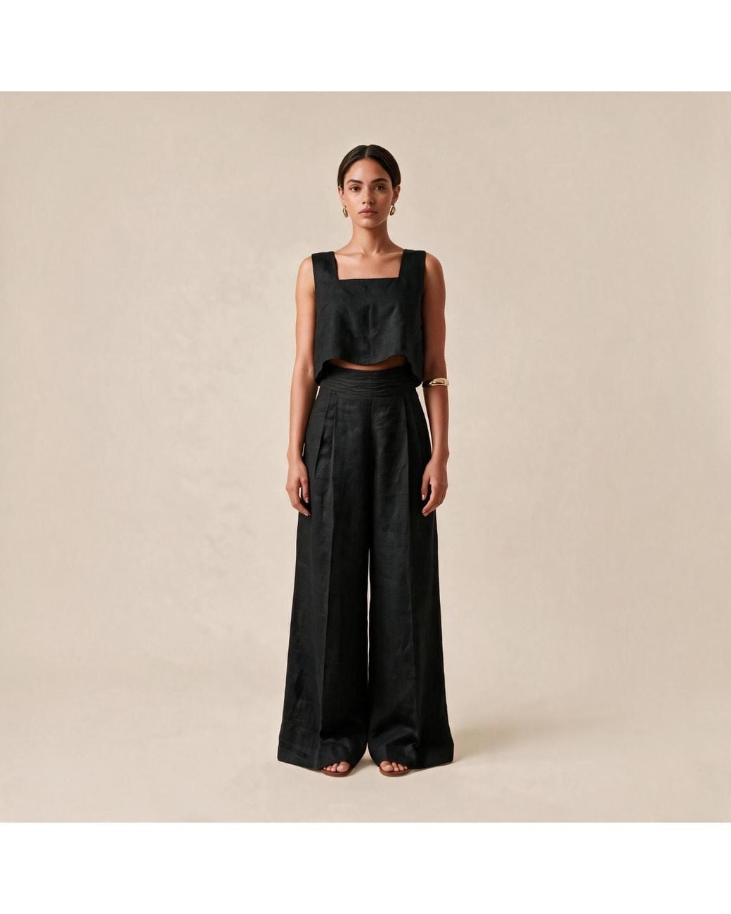 Kipépéo Black Tamara High Waisted Wide Leg Trousers