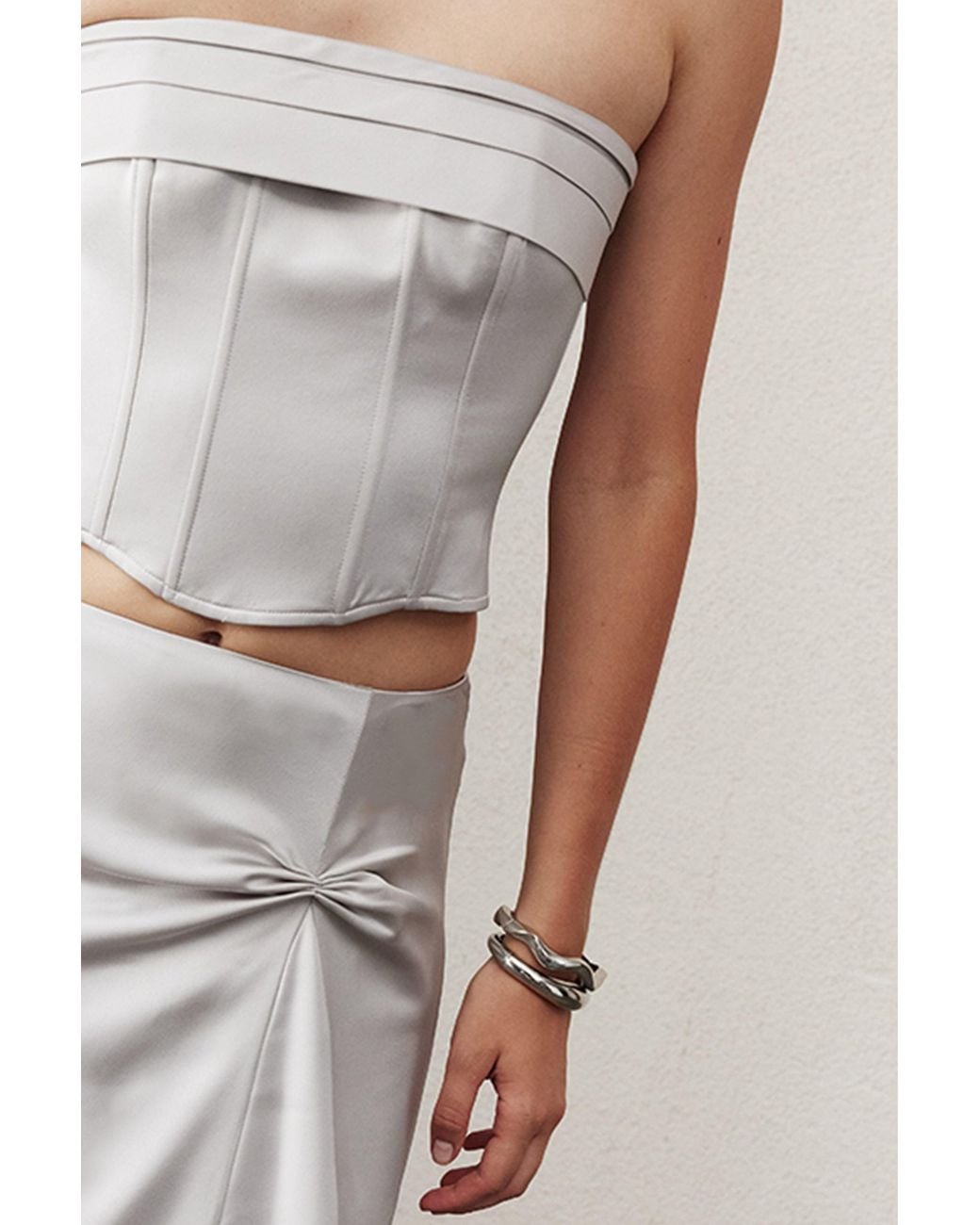 NAZLI CEREN Gray Bridget Satin Corset
