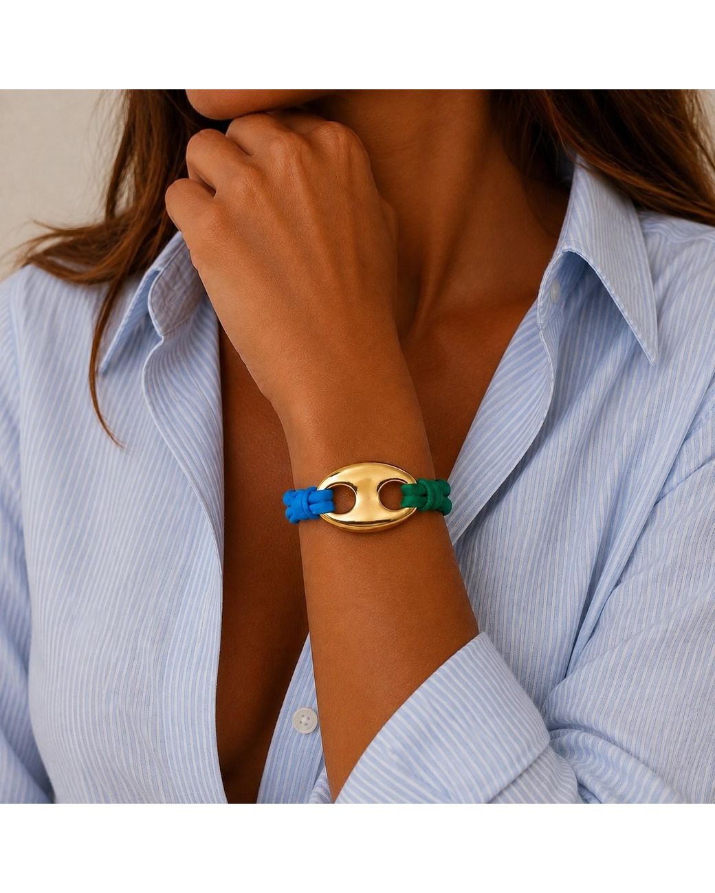 Persia Dona Jewelry Blue Giant Bubble X Stretchy Bracelet