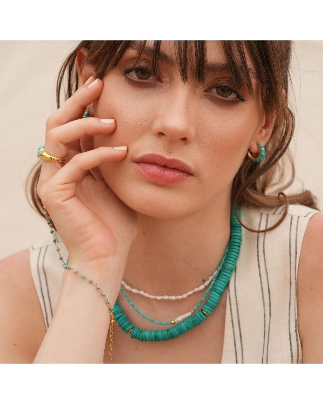 LINYA JEWELLERY Green Bono Big Necklace