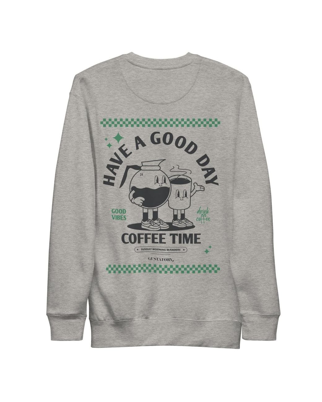 Anchor and Crew Gray Heather Gustatory Have A Good Day Cotton Blend Embroidered Sweatshirt