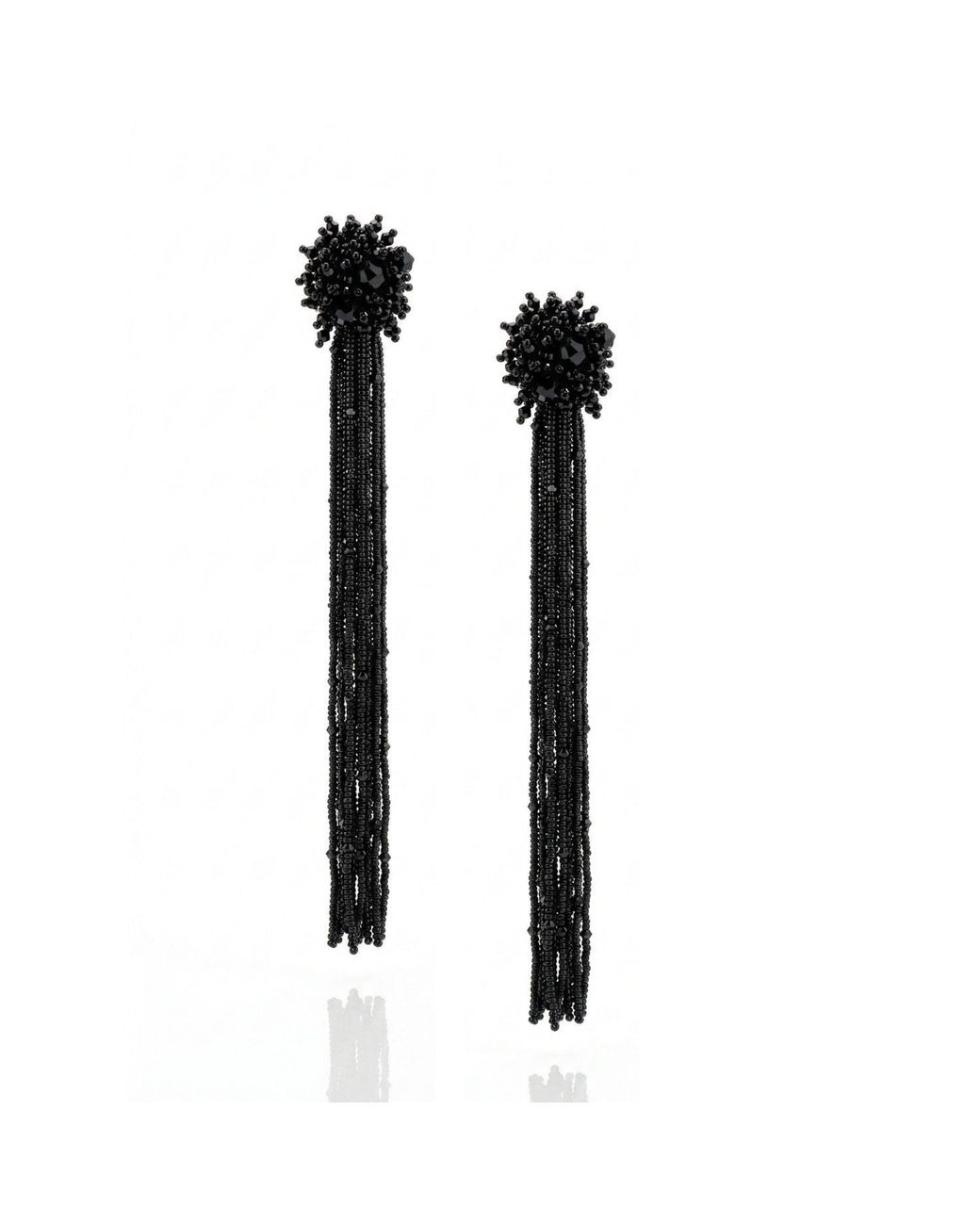 Jaredjamin Black Serafina Beaded Clip Earrings