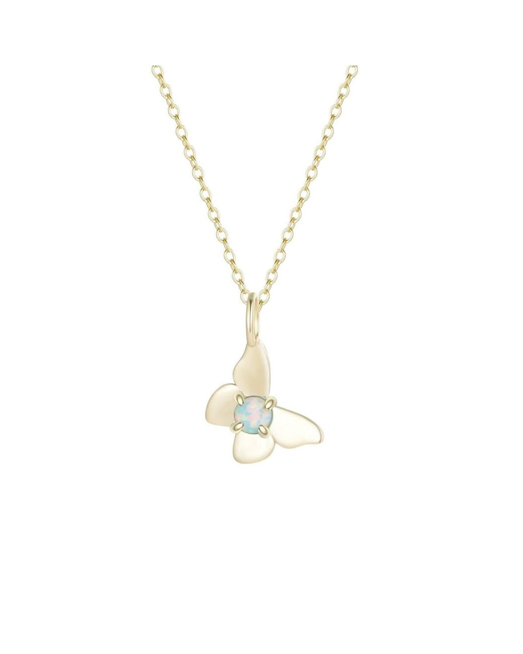 KAMARIA Metallic Opal Butterfly Charm Necklace
