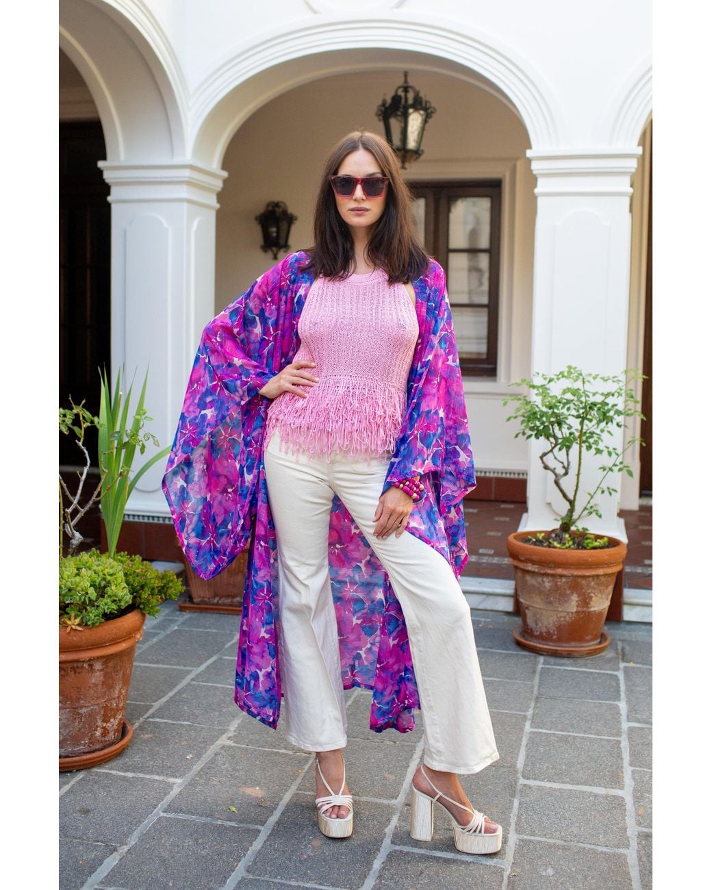 Jennafer Grace Purple Cassandre Watercolor Kimono