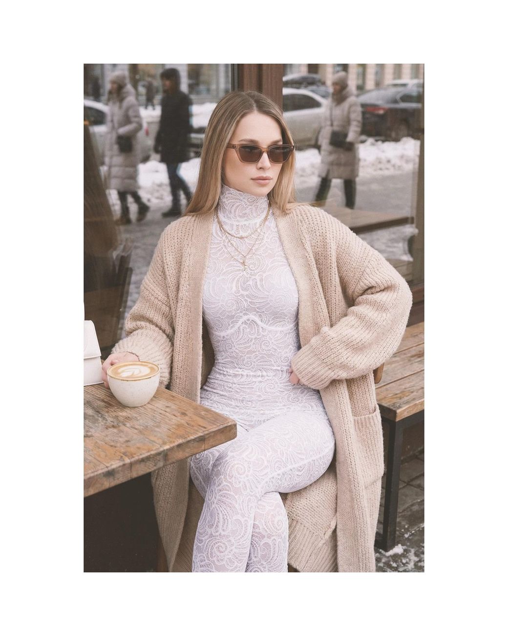 Monosuit Gray Bridal Sheer Floral Lace Turtleneck Catsuit