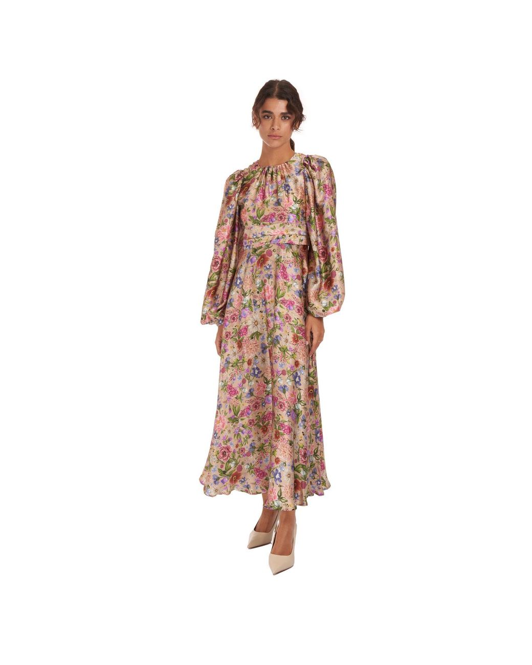 Sofia Tsereteli Pink Garden Treasure Silk Satin Dress