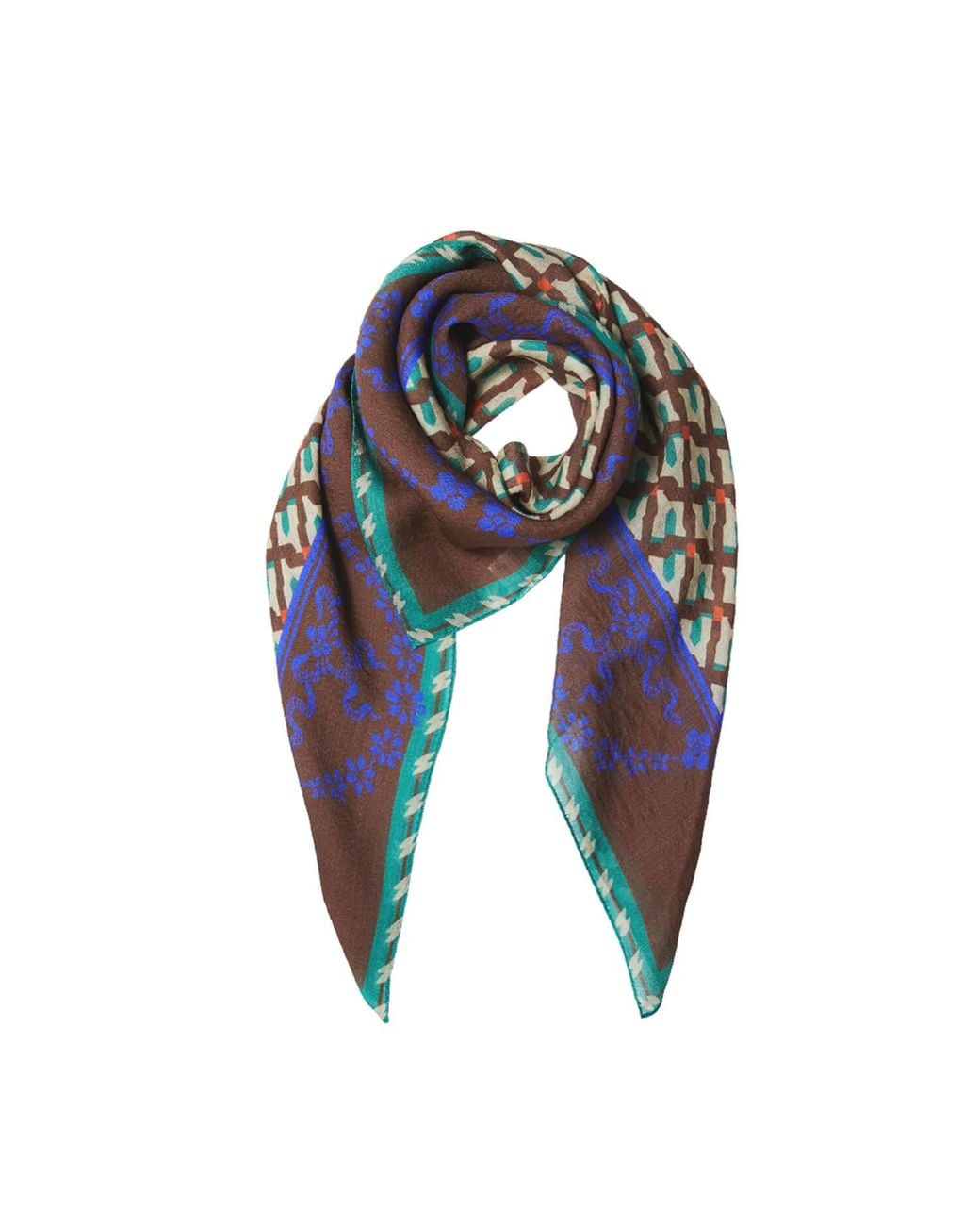 Ana Maison Blue Pleasant Retro Silk Wool Scarf