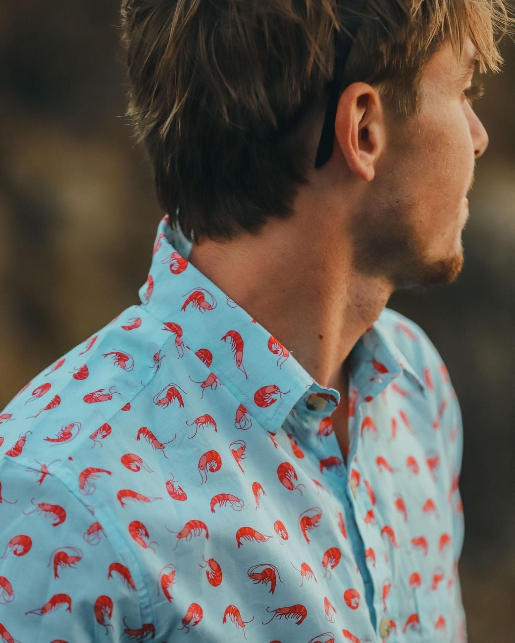 ALOFT Blue Shrimp Beach Shirt for men