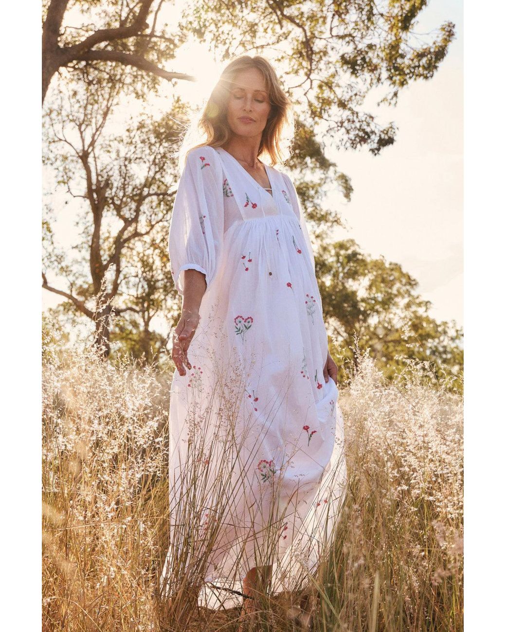 Adrift Clothing White Cairo Boho Dress