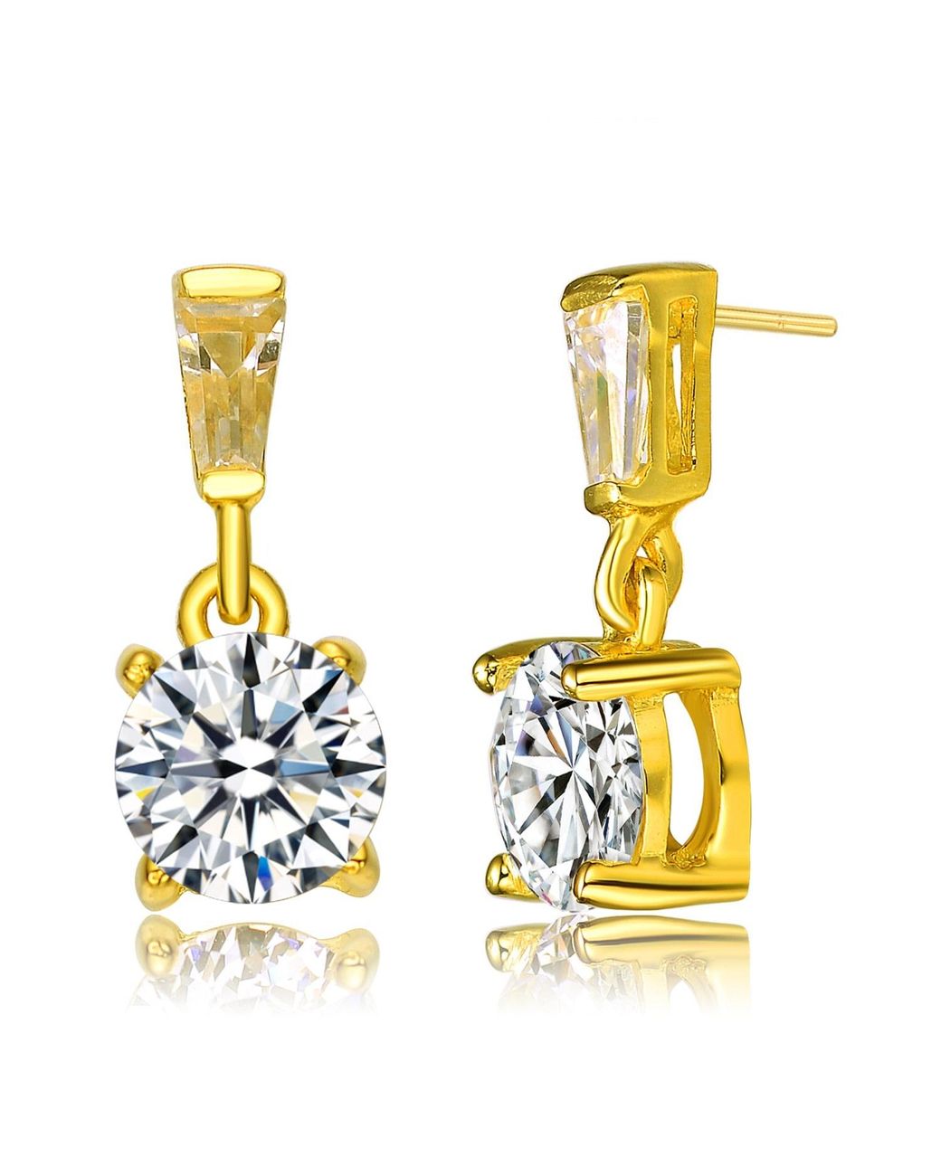 Genevive Jewelry Blue Overlay Clear Cubic Zirconia Dangle Solitaires