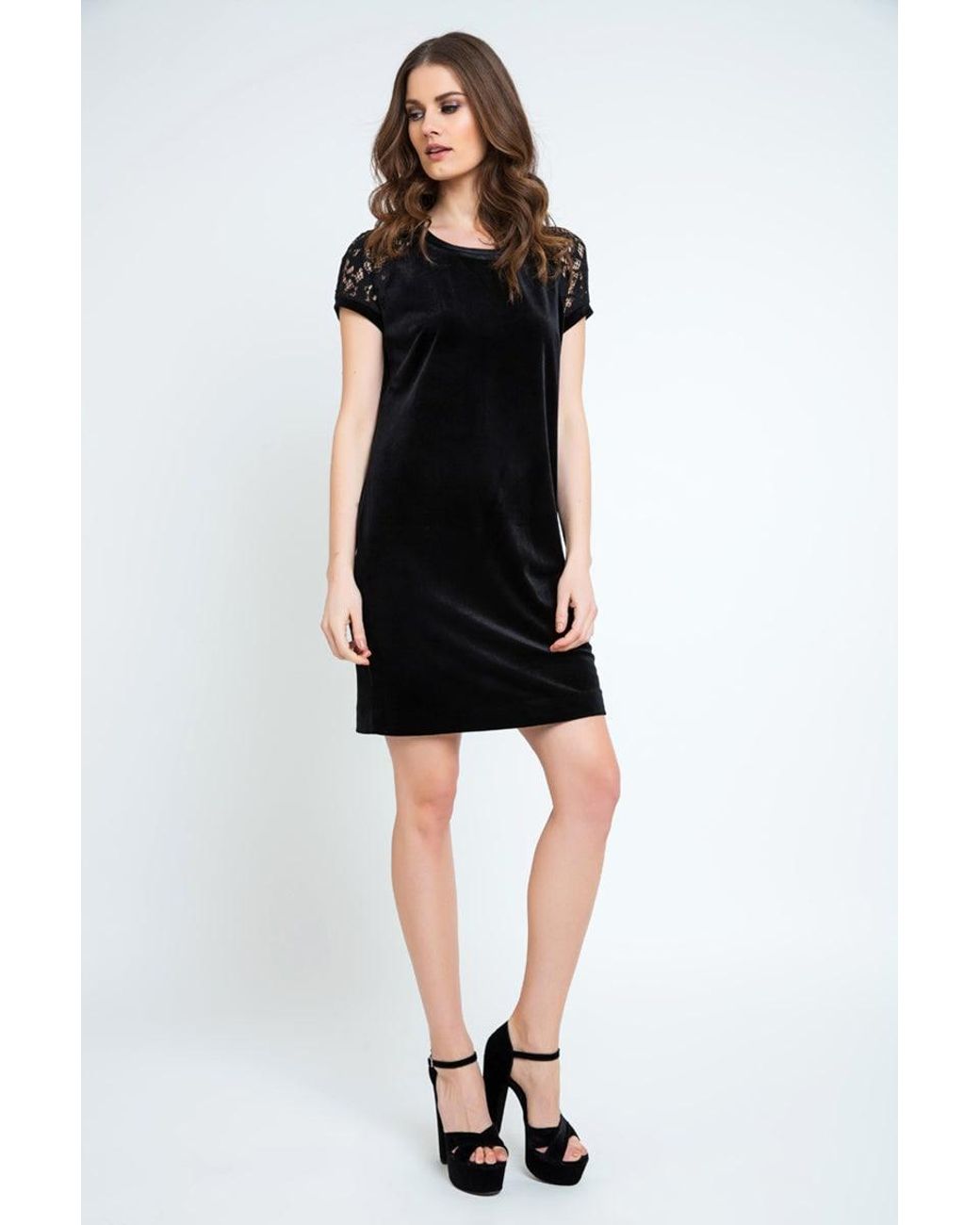 Conquista Black Velvet & Lace Dress