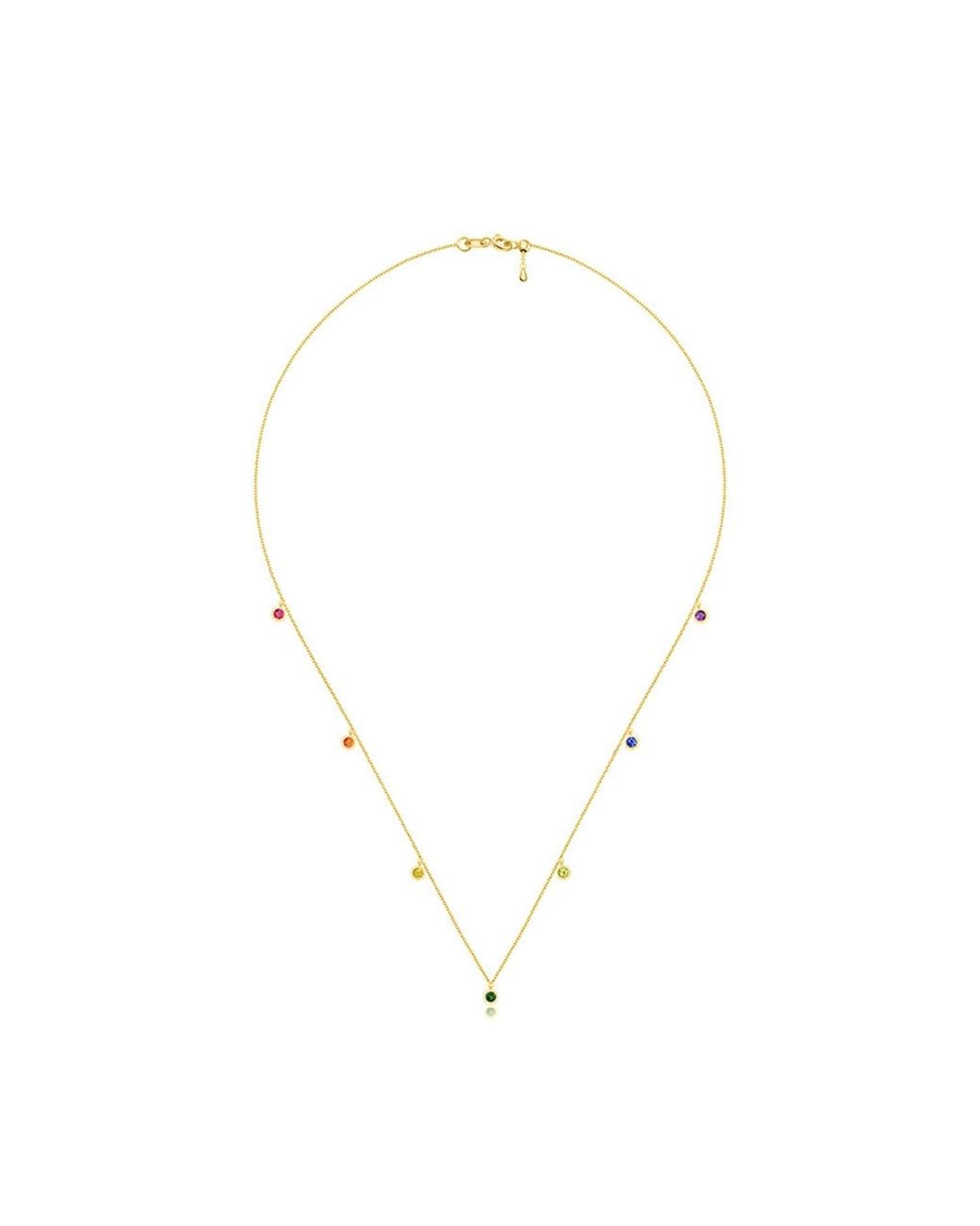 Genevieve Collection Metallic 18K Raindow Color Gemstone Necklace Choker