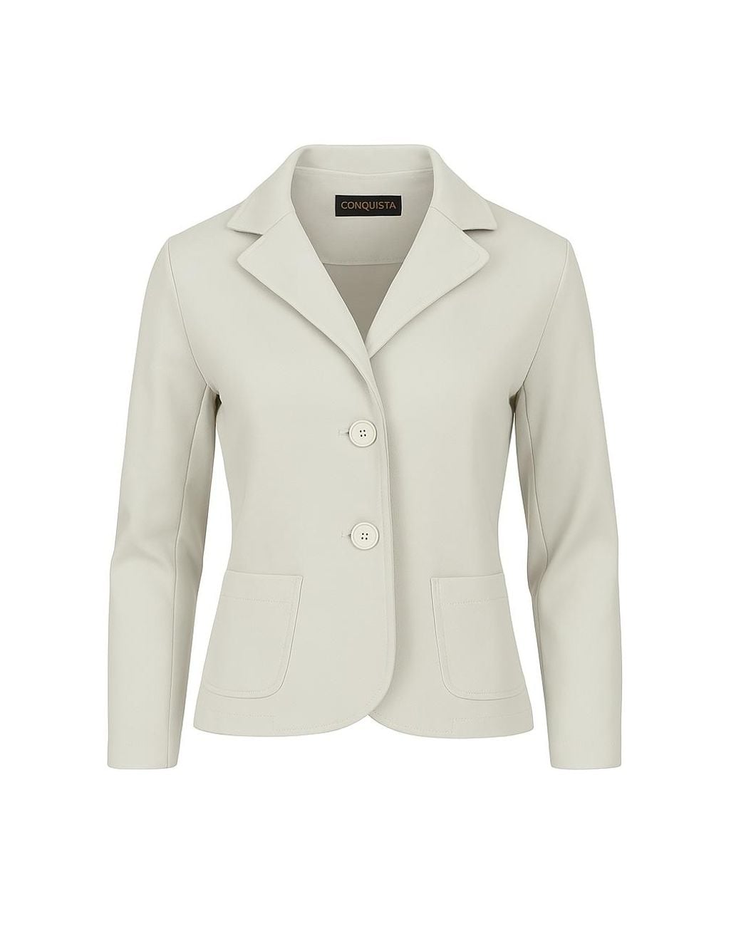 Conquista Gray Neutrals Tailored Stretch Gabardine Blazer – Cotton Viscose Blend