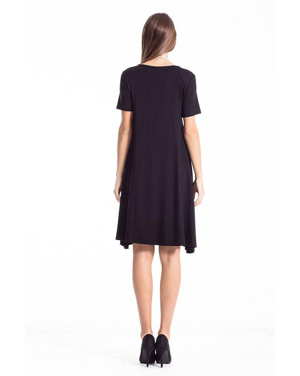 Conquista Black Dress With Uneven Hemline