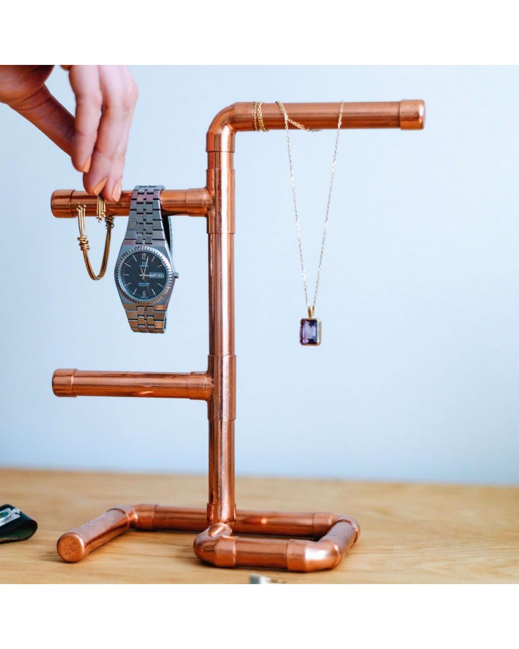 Anatoliacraft Brown Neutrals Copper Jewelry Stand Necklace & Bracelet Holder