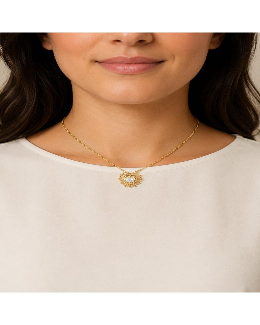 Artisan Metallic 14K Heart Diamond Sunburst Pendant Necklace