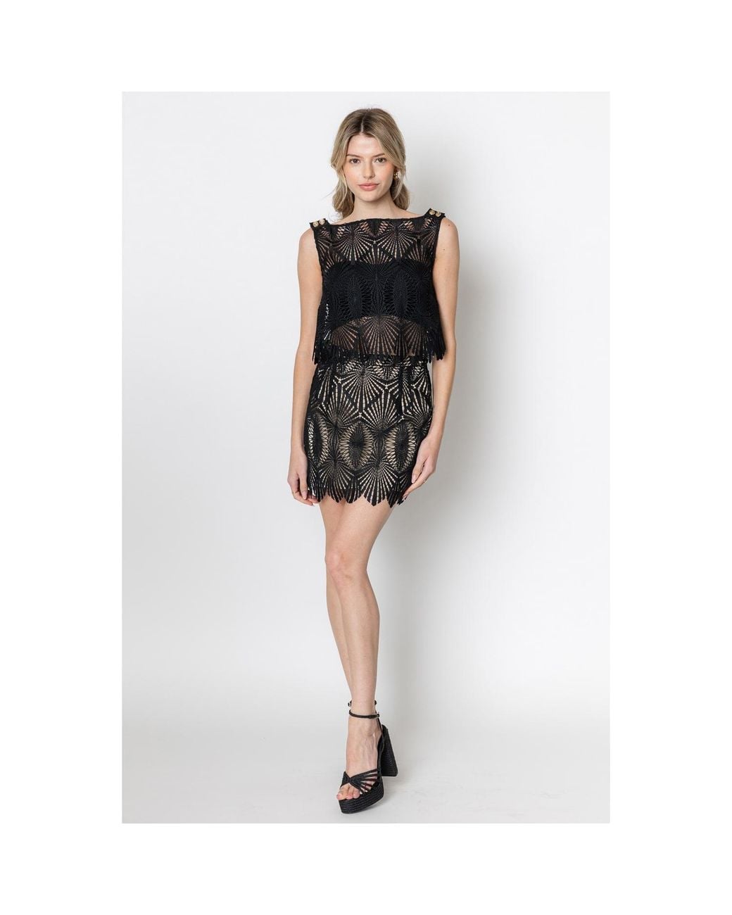 Zetaye Black Maxine Deco Lace Mini Skirt