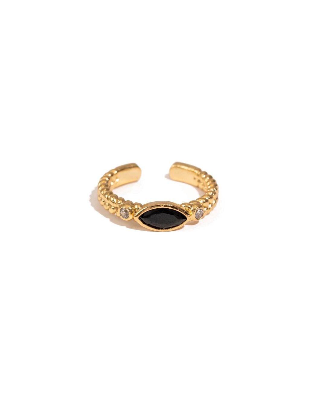Ebru Jewelry Metallic Onyx Teardrop Gemstone Adjustable Ring