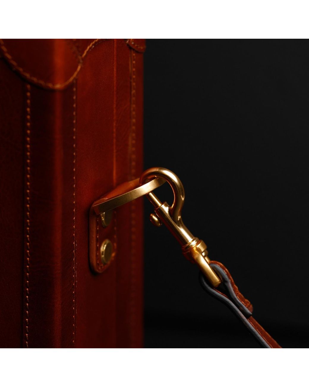 Time Resistance Brown Cognac Leather Attaché Case Briefcase for men