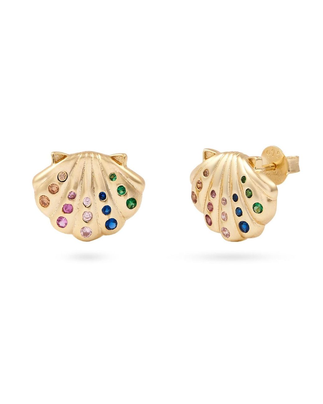 Onewildone Metallic Happiest Here Shell Earrings