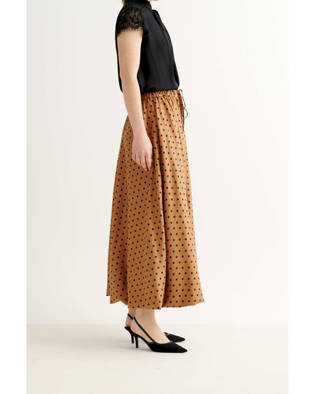 Louche Brown Dixie Spot Print Balloon Midi Skirt