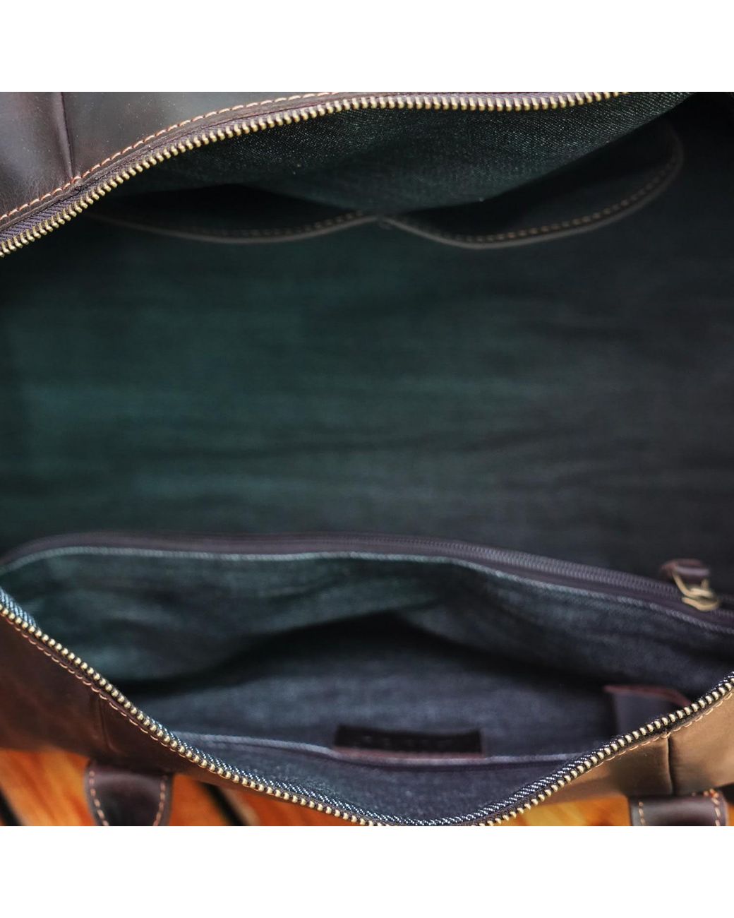 Touri Green Genuine Leather Weekend Bag for men