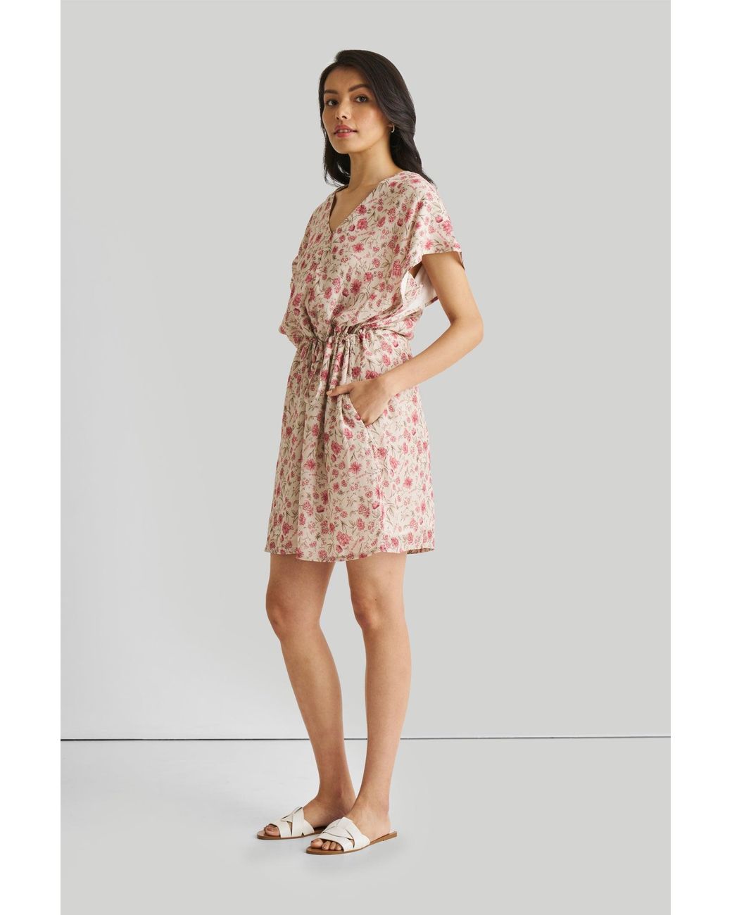REISTOR Purple Relaxed Drawstring Floral Dress