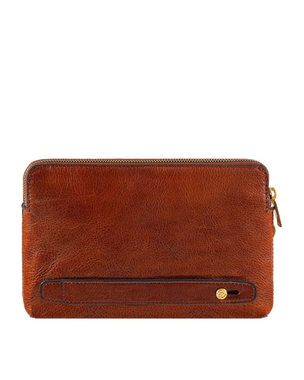 Time Resistance Brown Leather Clutch for men